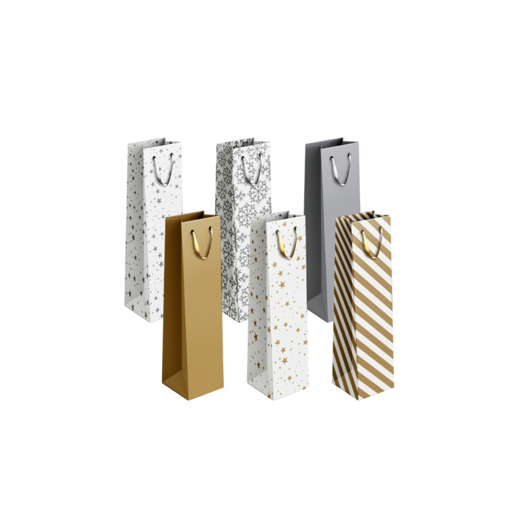 Silver & Gold Bottle Gift Bag | 12X36X10CM