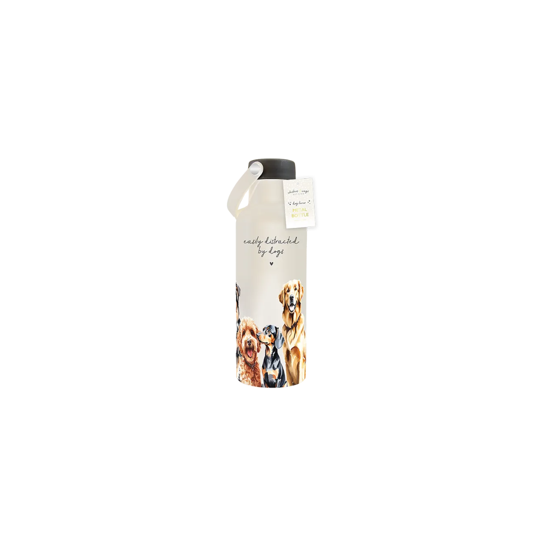Metal Bottle with Handle With Dogs Print | 500ML