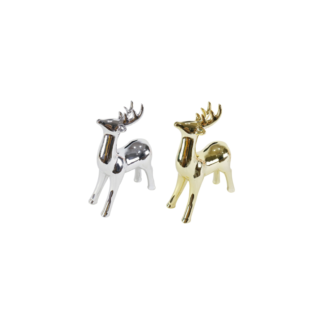 Metallic Porcelain Standing Reindeer | 20CM