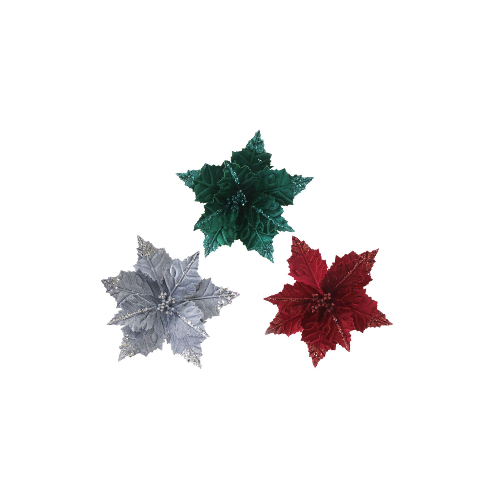 Clip-On Velvet Poinsettia with Sequins | 30CM