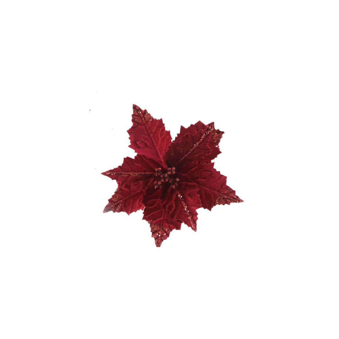 Clip-On Velvet Poinsettia with Sequins | 30CM