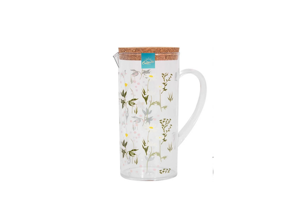Pitcher With Daisy Print & Cork Lid 1.1LT