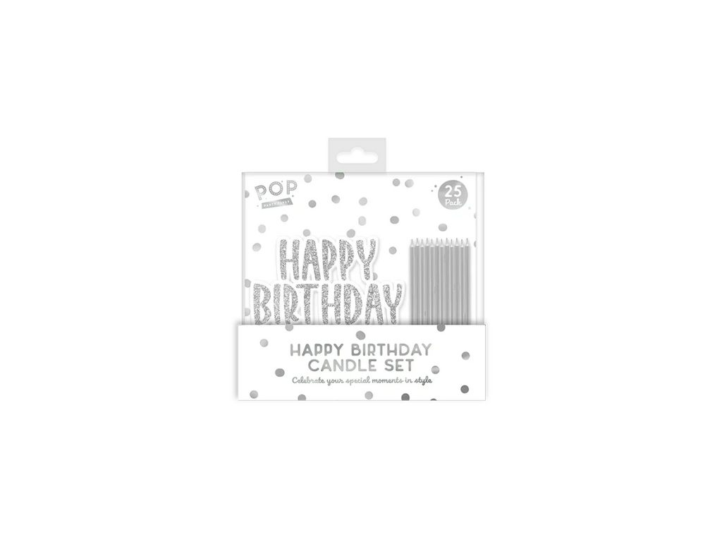 Metallic Happy Birthday Candle Set