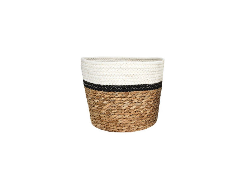 Braided & Cotton Basket |  Medium