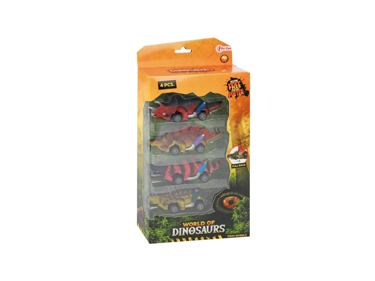 World of Dinosaurs Dino Pullback Car | 4 pcs