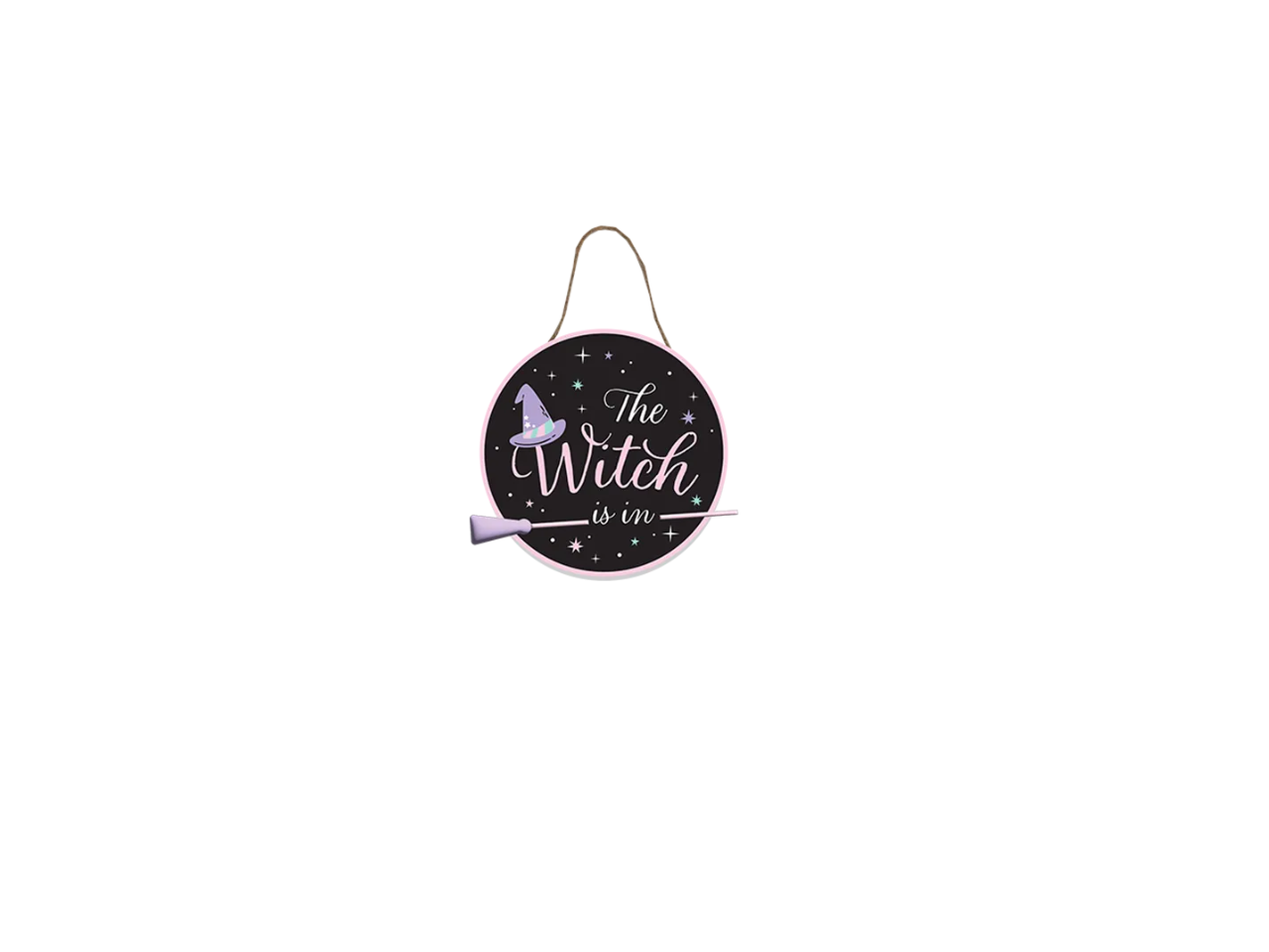 Hanging Witch Plaque with Broomstick