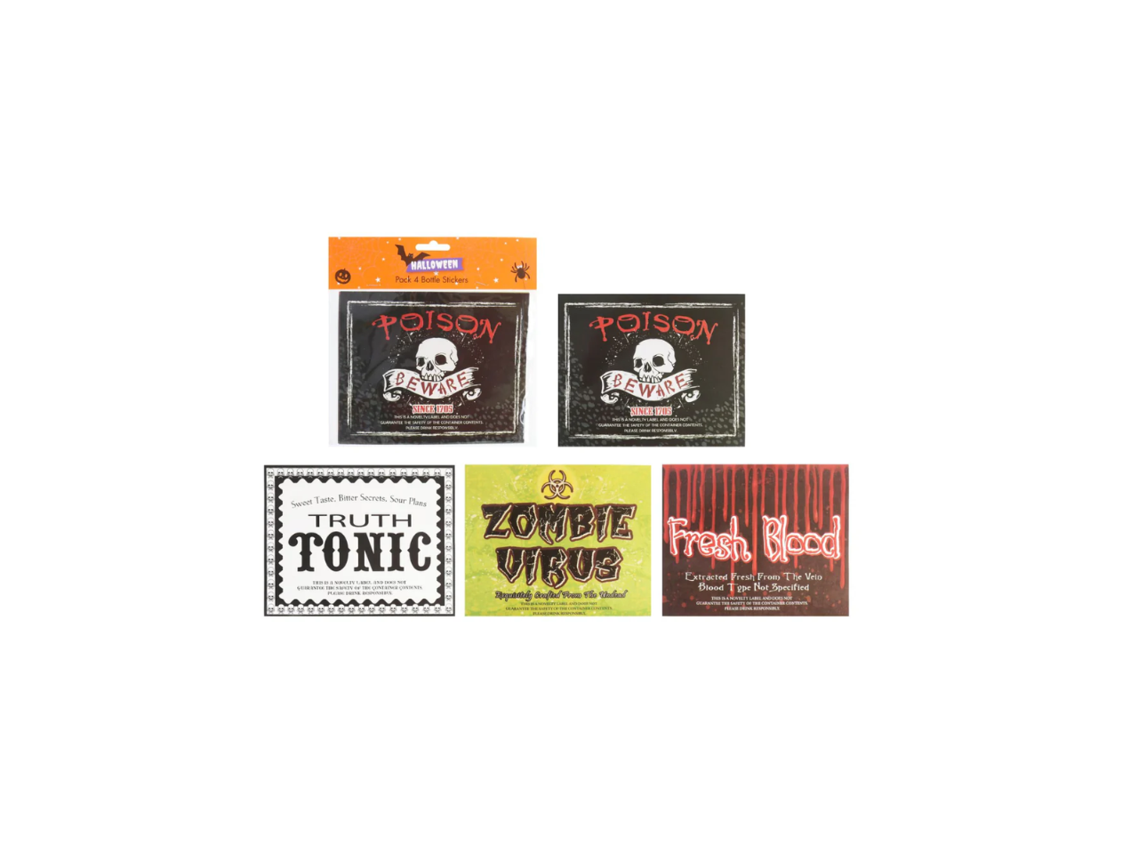 Halloween Bottle Stickers | 4Pcs