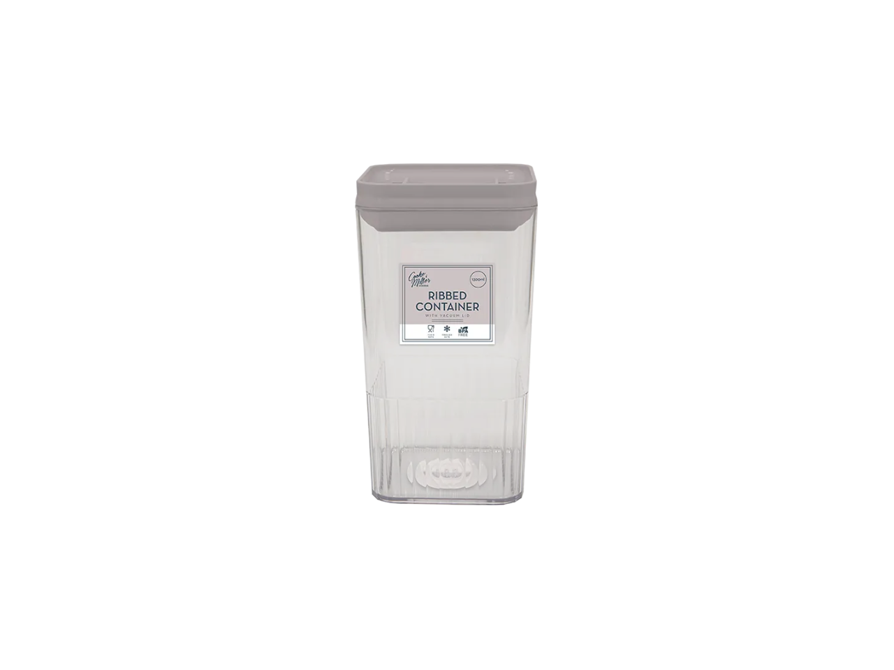 Natural Ribbed Container with Vacuum Lid | 1300ml
