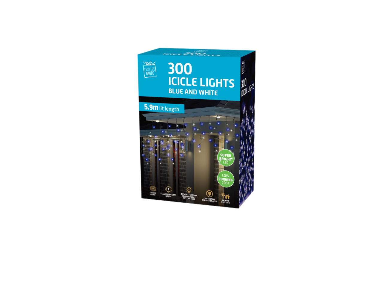 LED Icicle Lights 300 White-Blue | 5.9M