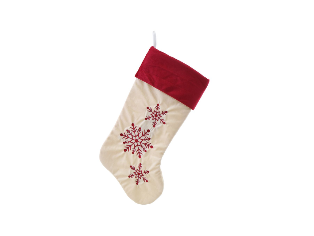 Velvet Stocking Snowflake Embroidery