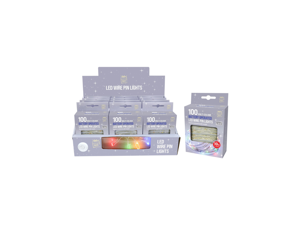 100  LED Battery Operated Wire Pin Lights | 10M