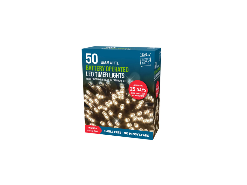 50 LED Battery Operated Timer Lights