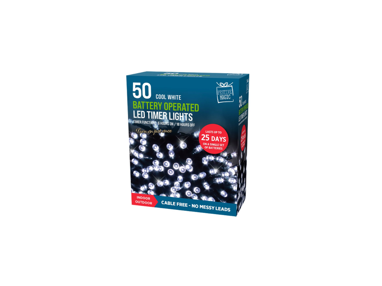 50 LED Battery Operated Timer Lights