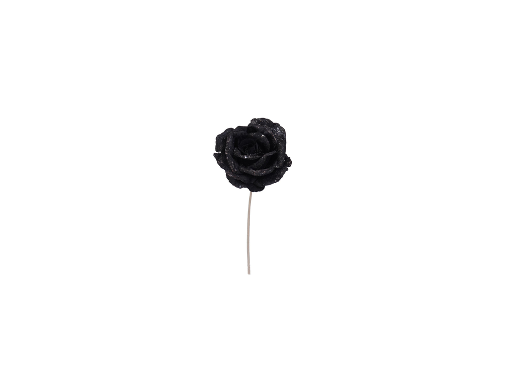Short Stem Rose With Glitter | 32cm