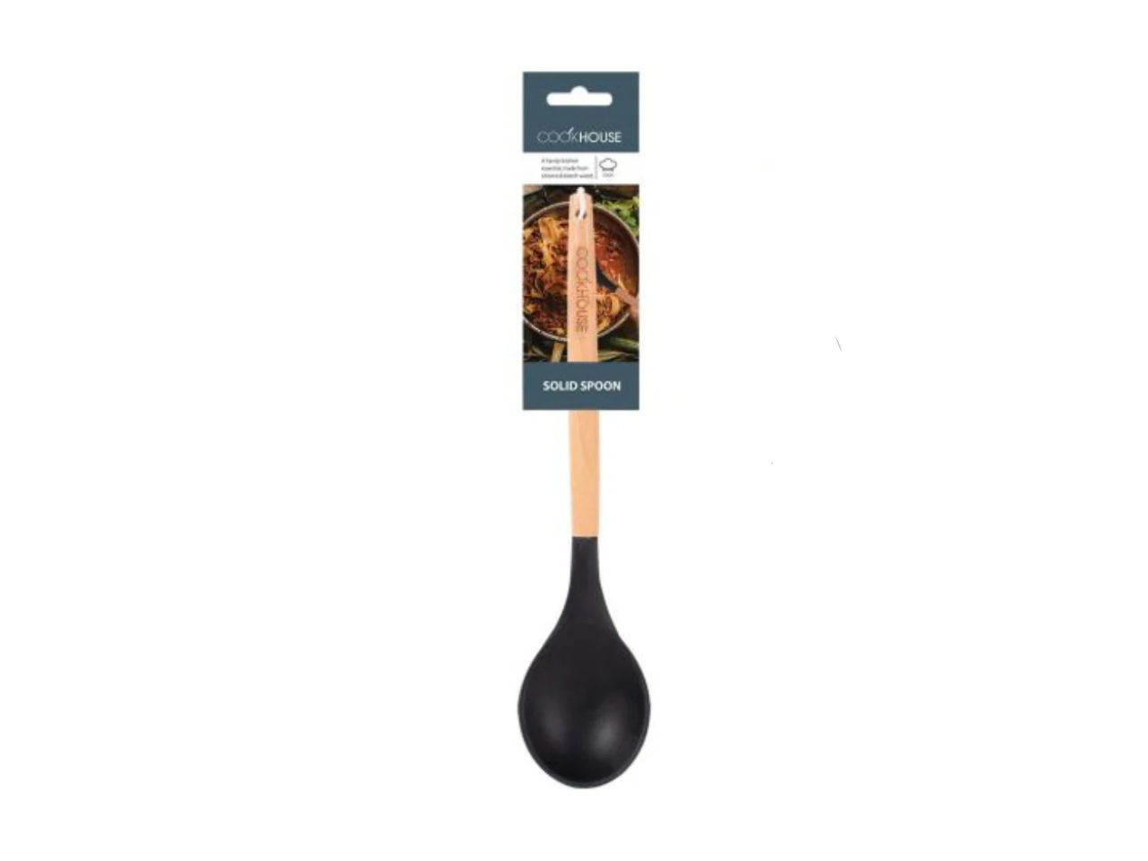 Silicone Solid Spoon With Wooden Handle