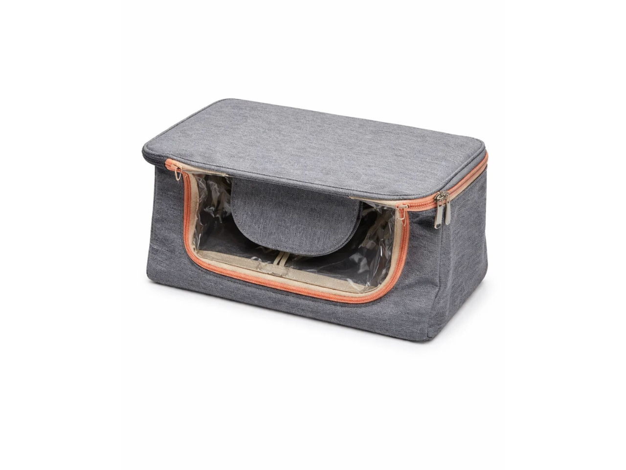 Plain Foldable Box With Orange Zipper | Large