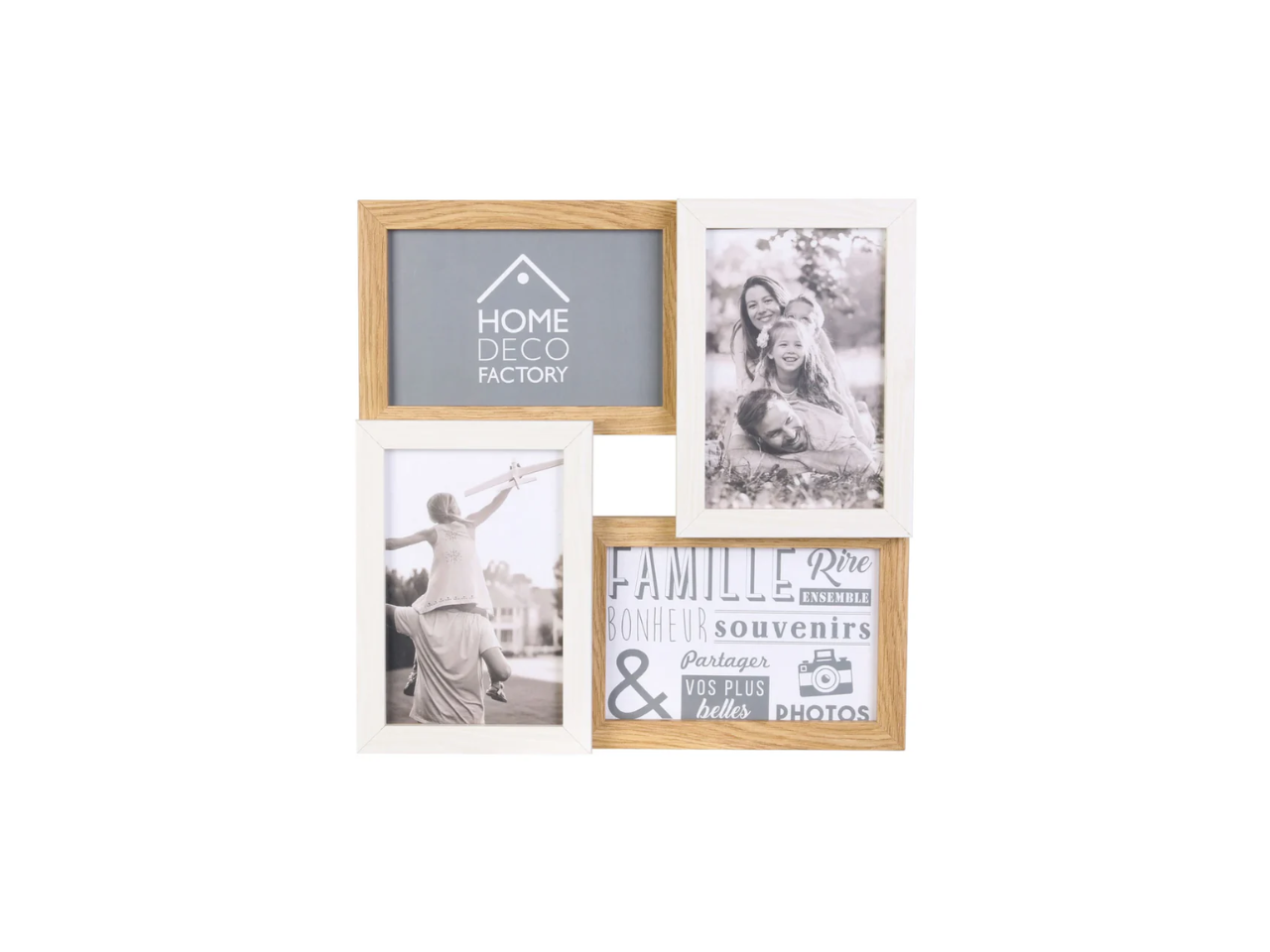 Wood-White 4 Picture Frame