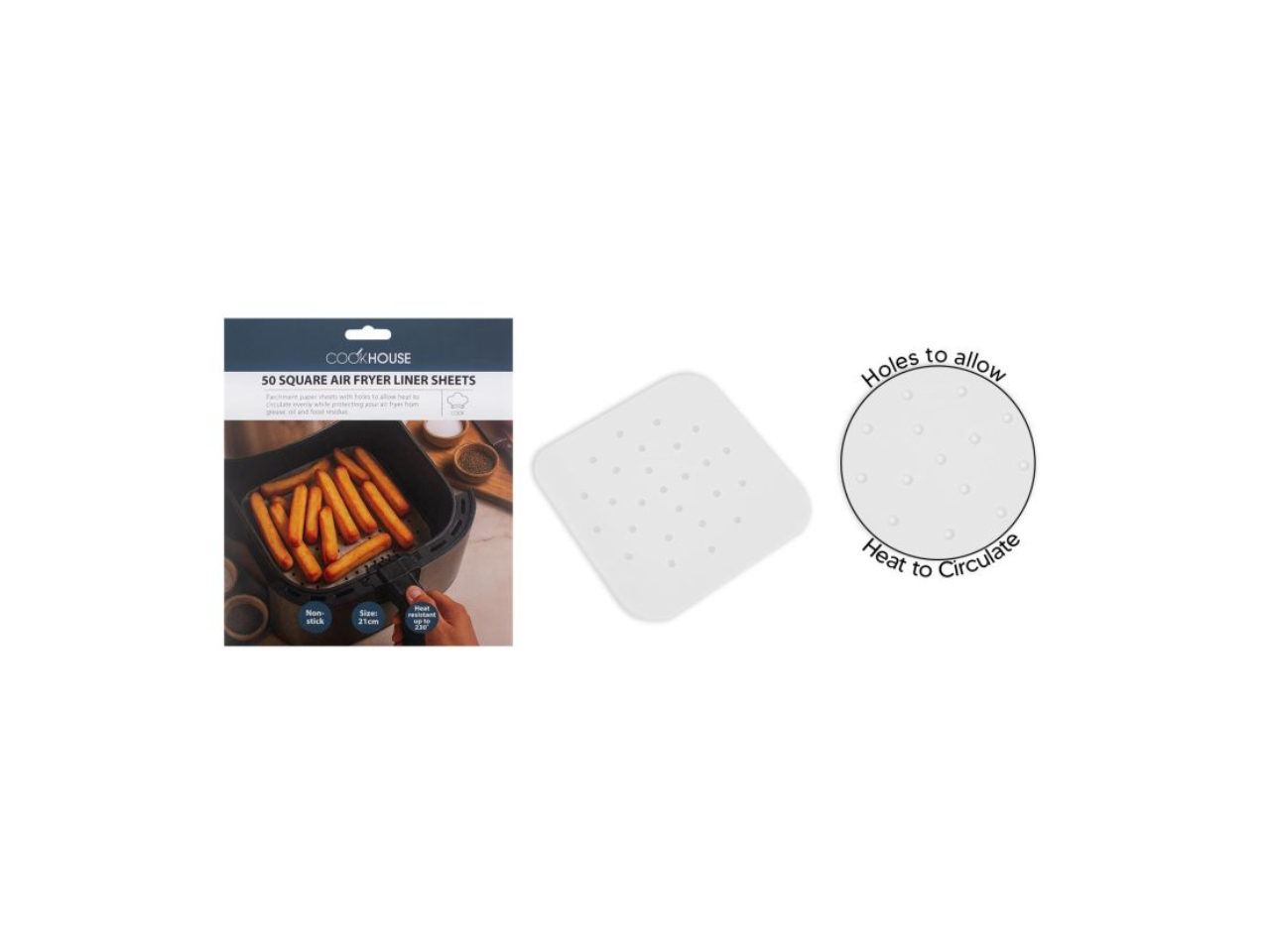 Square Air Fryer Liner Sheets | 50Pcs