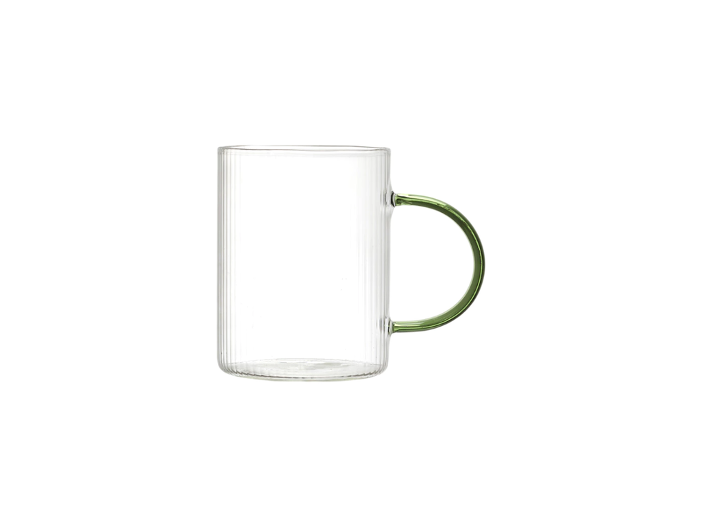Striated Glass Mug with Coloured Handle | 23CL