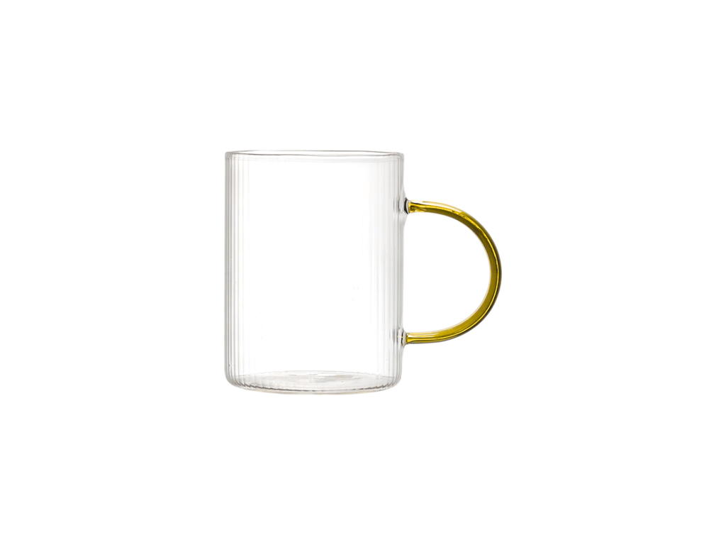 Striated Glass Mug with Coloured Handle | 23CL