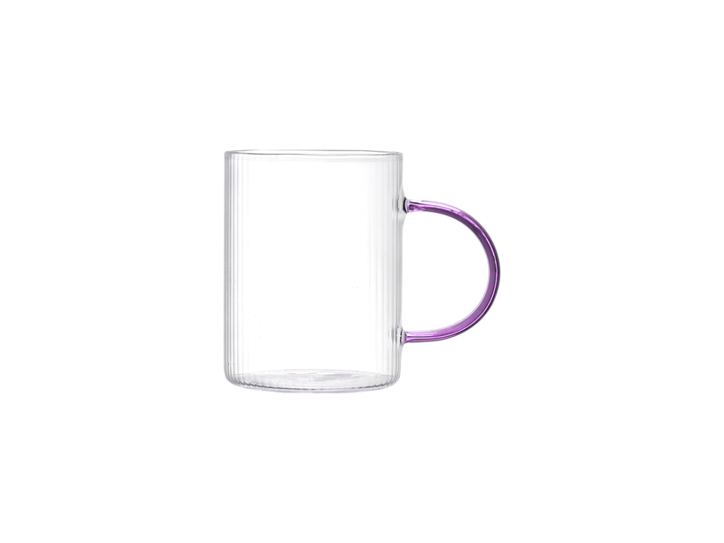 Striated Glass Mug with Coloured Handle | 23CL