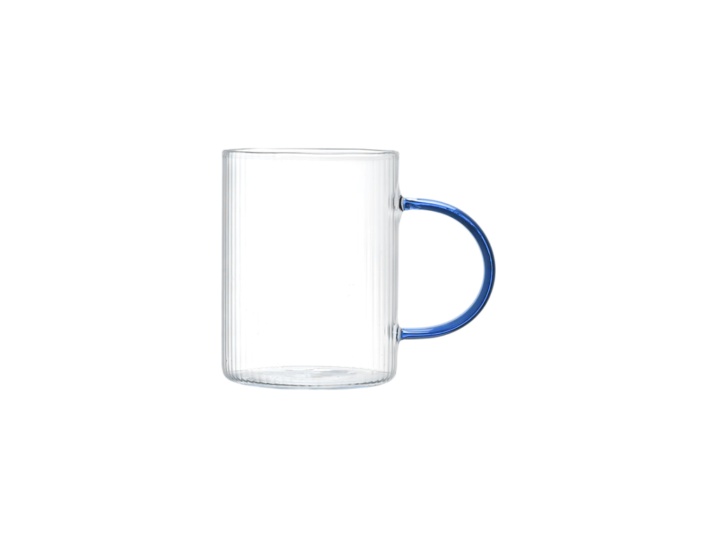 Striated Glass Mug with Coloured Handle | 23CL