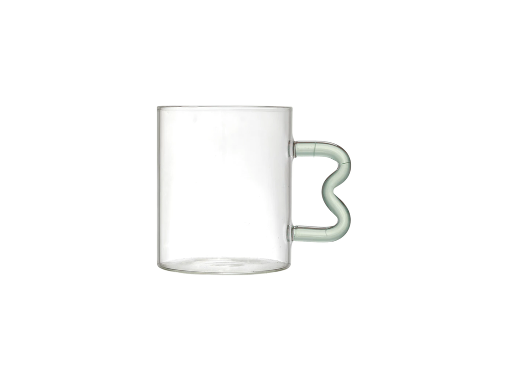 Glass Mug with Colorful Zigzag Handle | 35CL