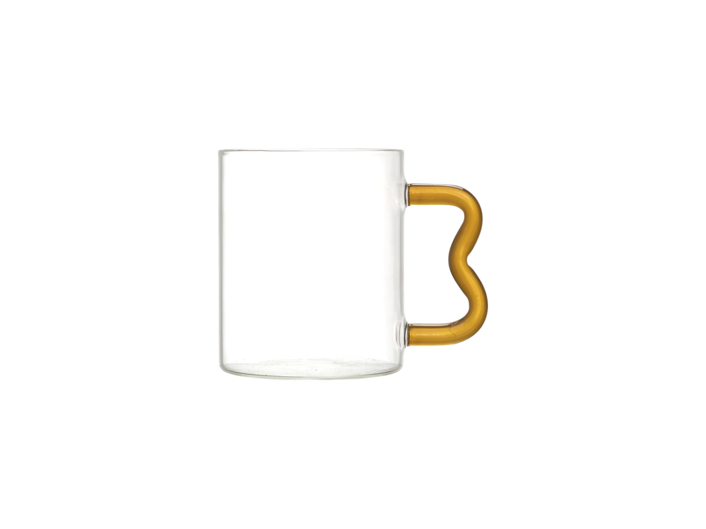Glass Mug with Colorful Zigzag Handle | 35CL
