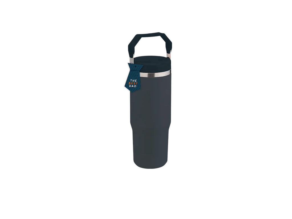 Father's Day Double Walled Tumbler With Flip Straw And Handle 890ML