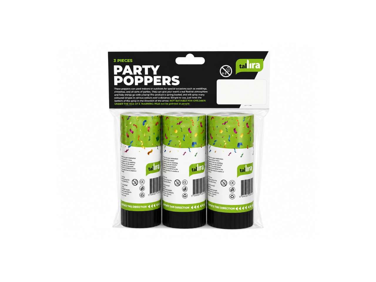 Party Popper | Coloured Confetti | 3Pcs