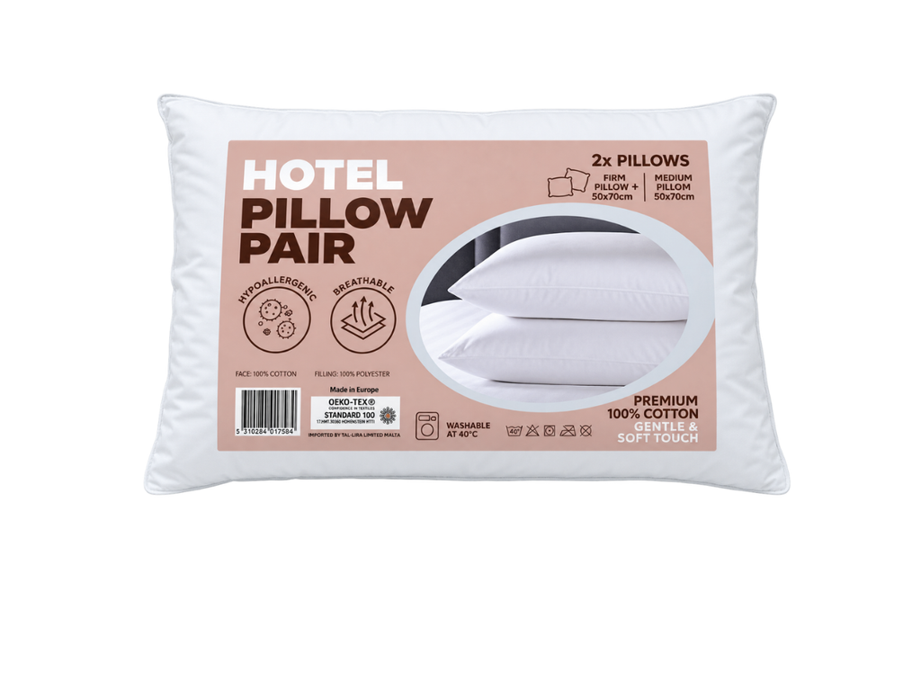 Premium 100% Cotton Hotel Pillow Pair