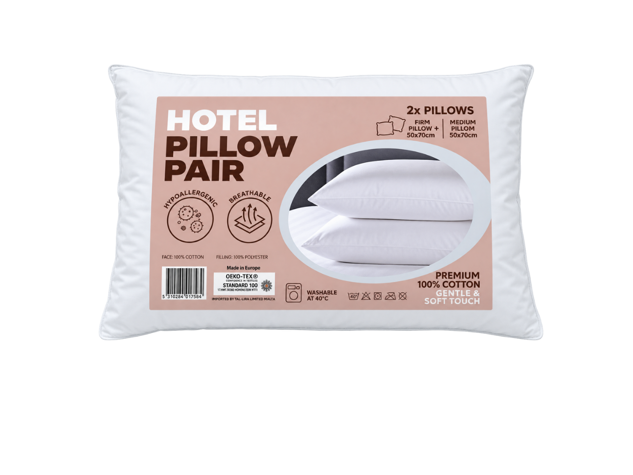 Premium 100% Cotton Hotel Pillow Pair