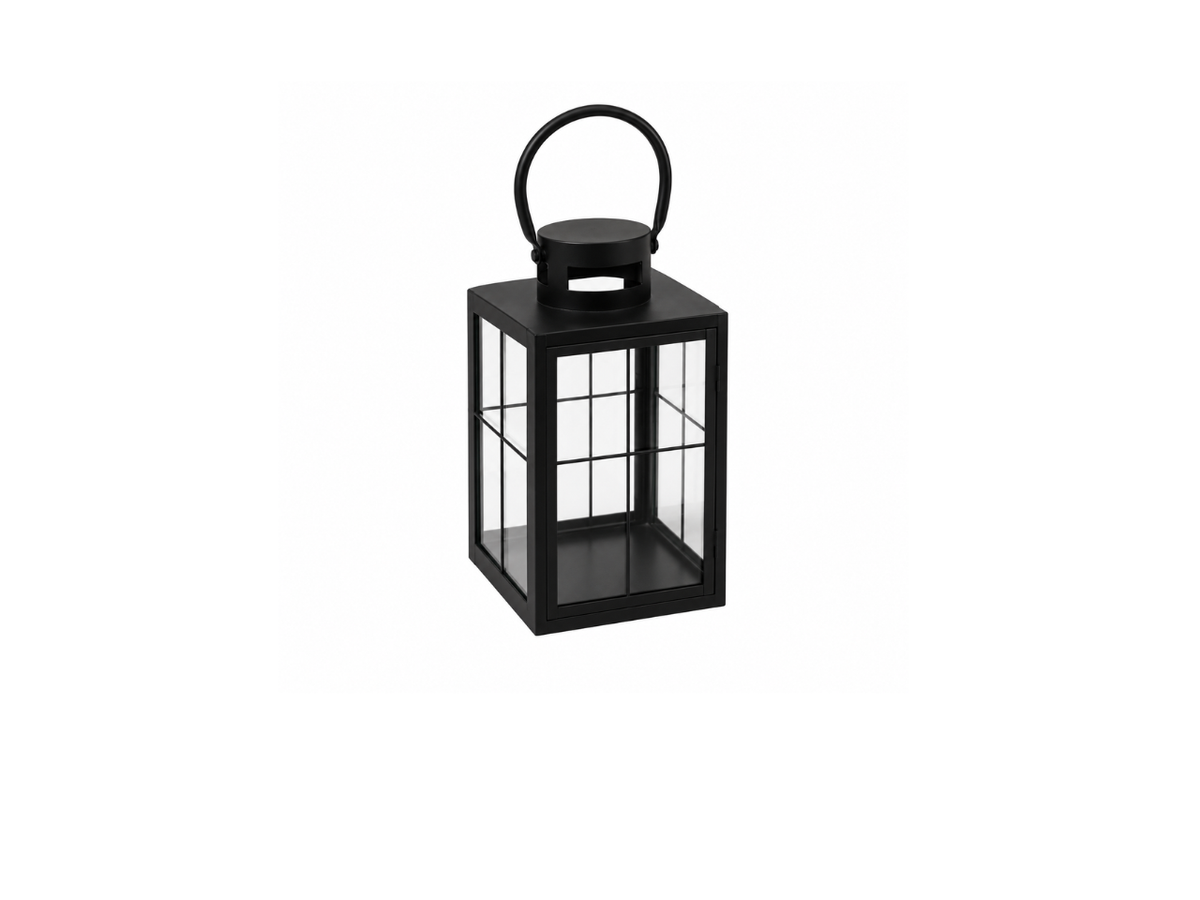 Metal Lantern With Glass Panel