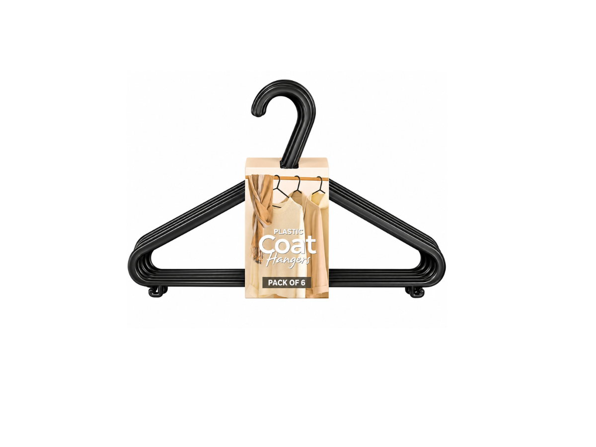 Plastic Black Hangers | Pack of 6