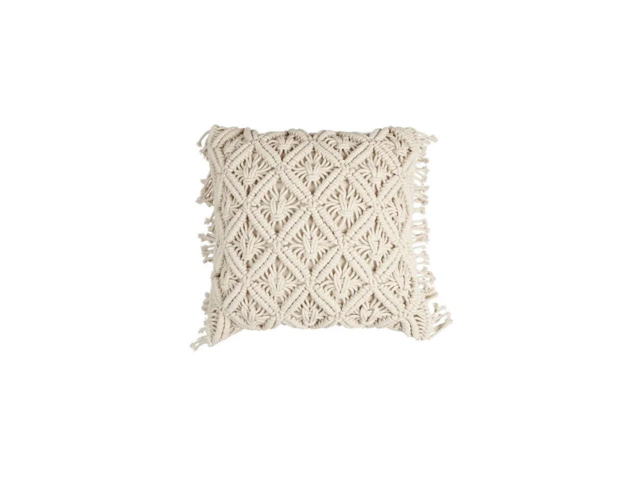 Beige Macrame Cushion