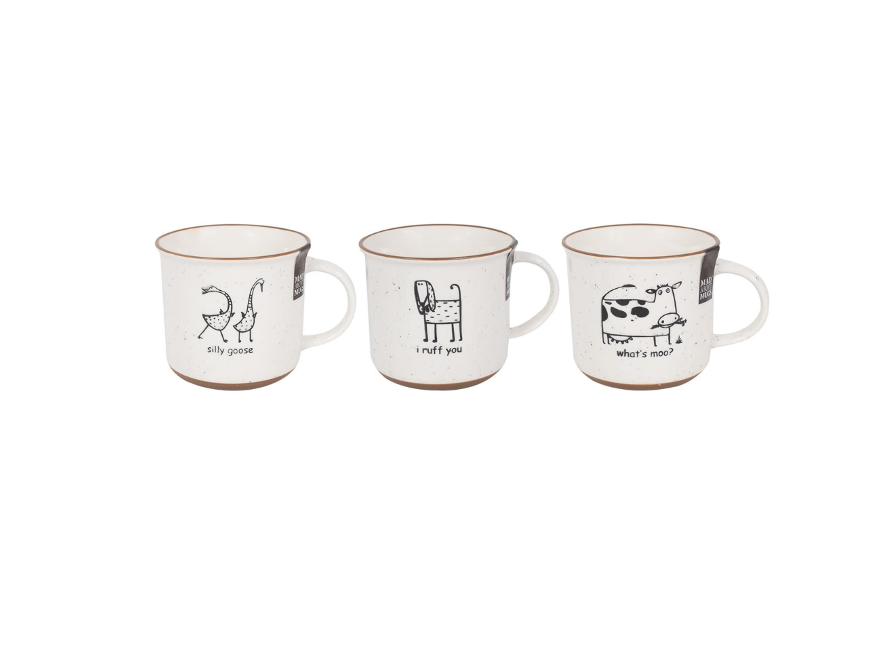 Mugs |  3 Assorted Animal Outline Print Mug