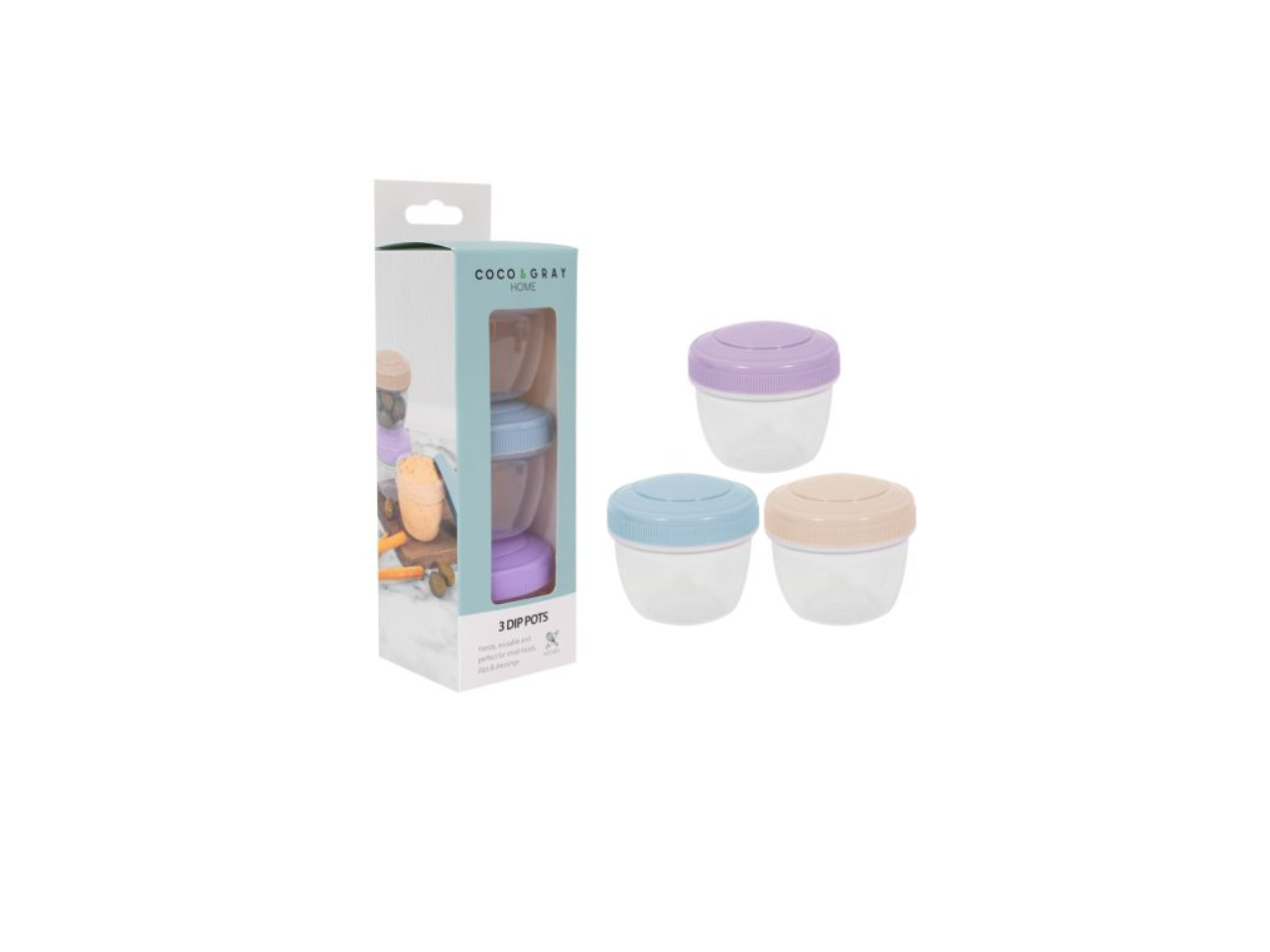 Dip Pots With Colour Lids | 3 Pcs