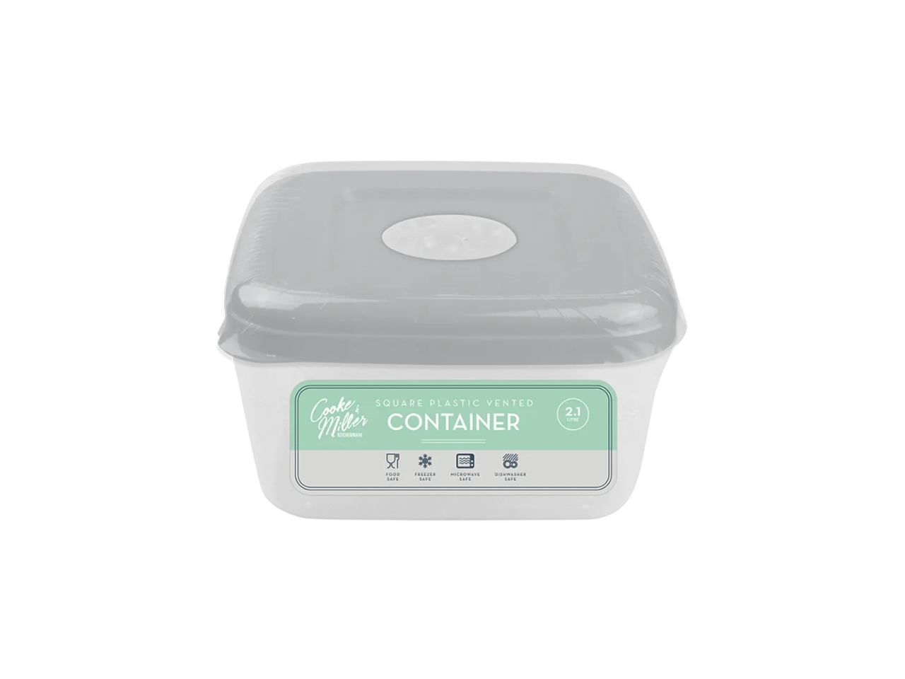 Vented Square Plastic Container |  2.1L