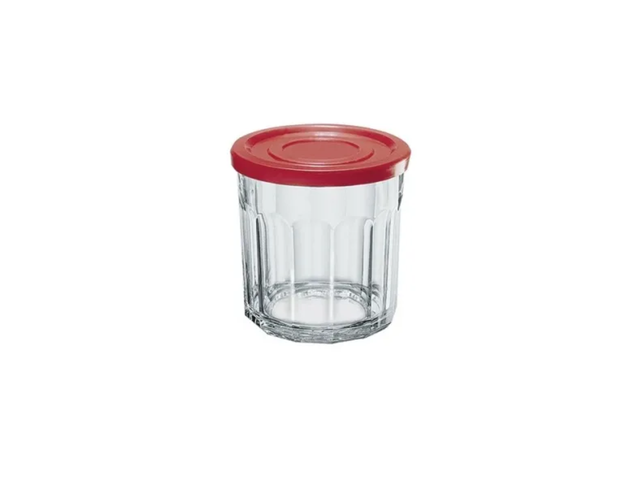 Glass Jar With Plastic Red Lid
