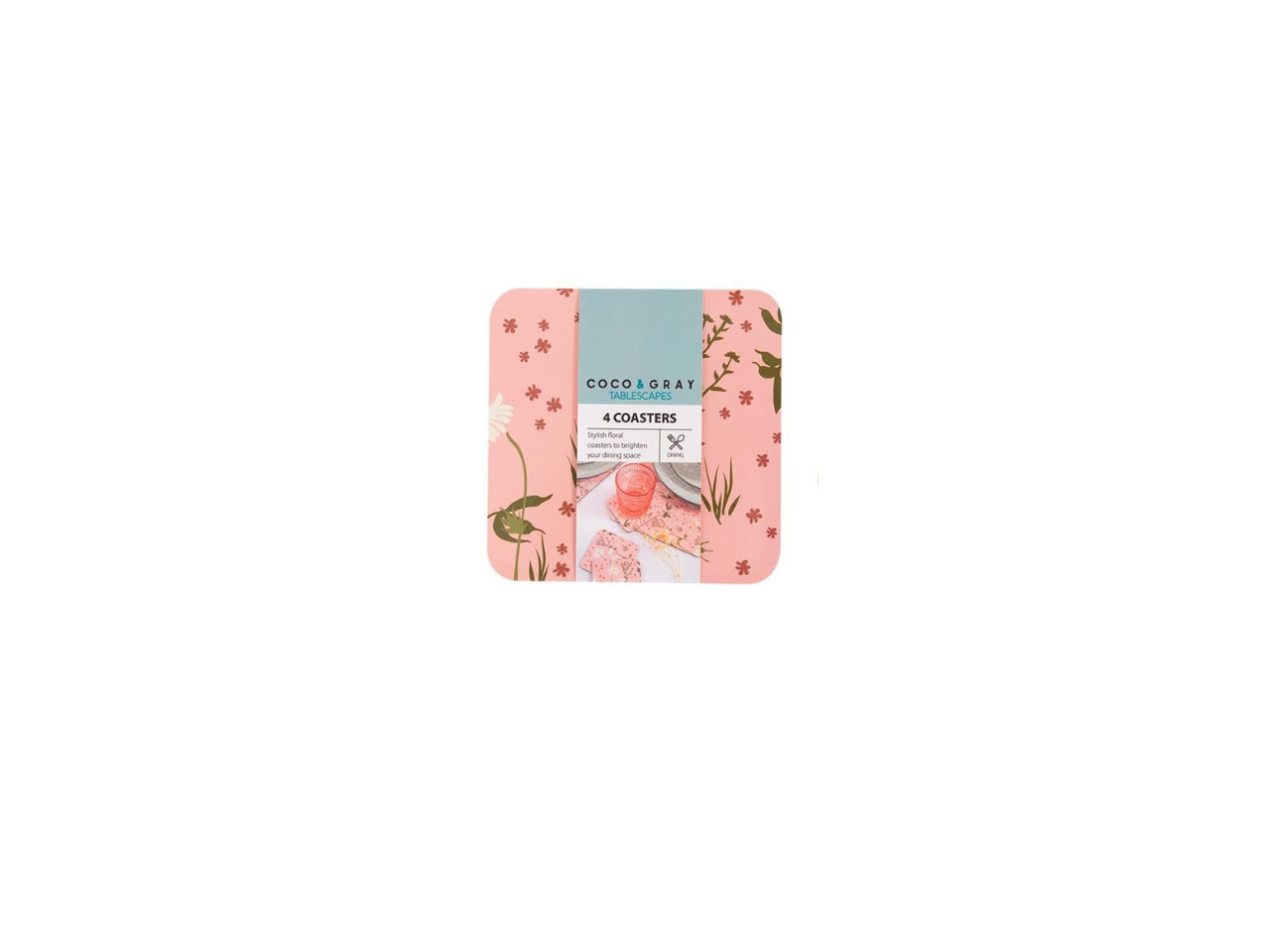 Square Coasters  Pink Daisy | 4 Pcs