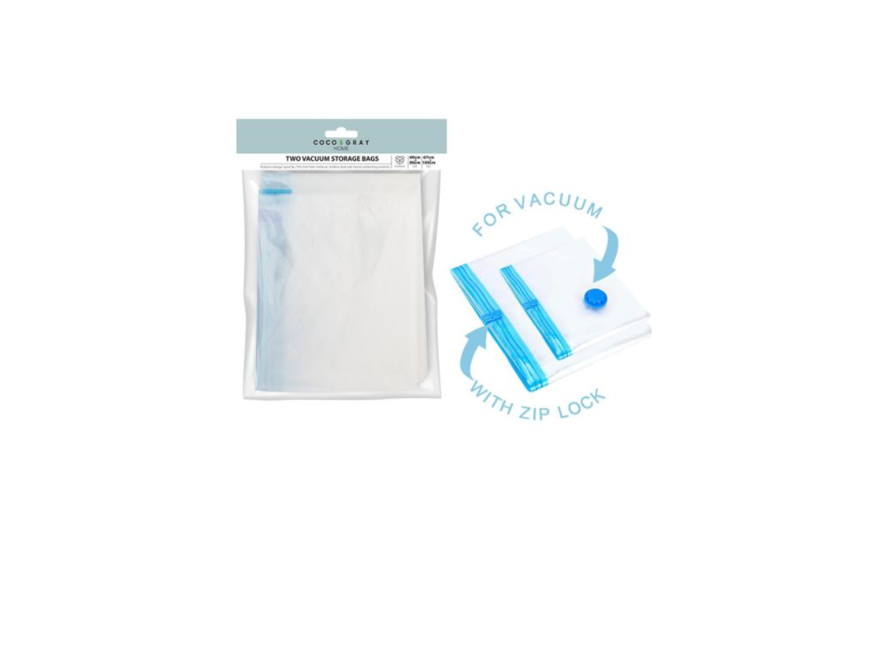 Twin Vacuum Storage Bags |  60x80 & 67x100 cm