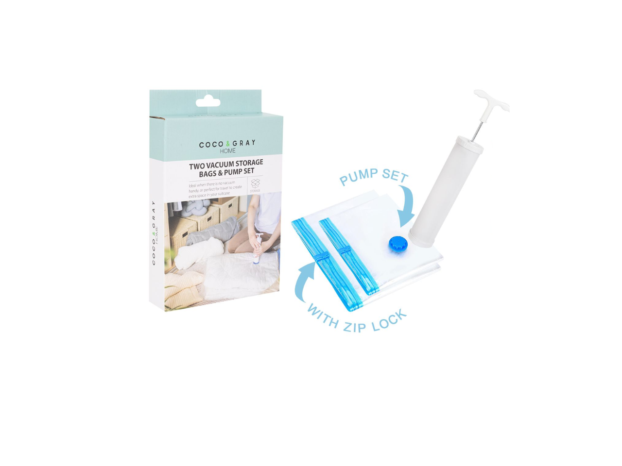 Twin Vacuum Storage Bags & Pump Set