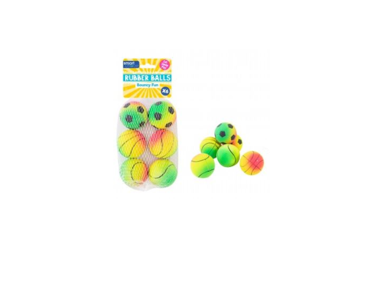 Rainbow Rubber Balls |  6 Pack