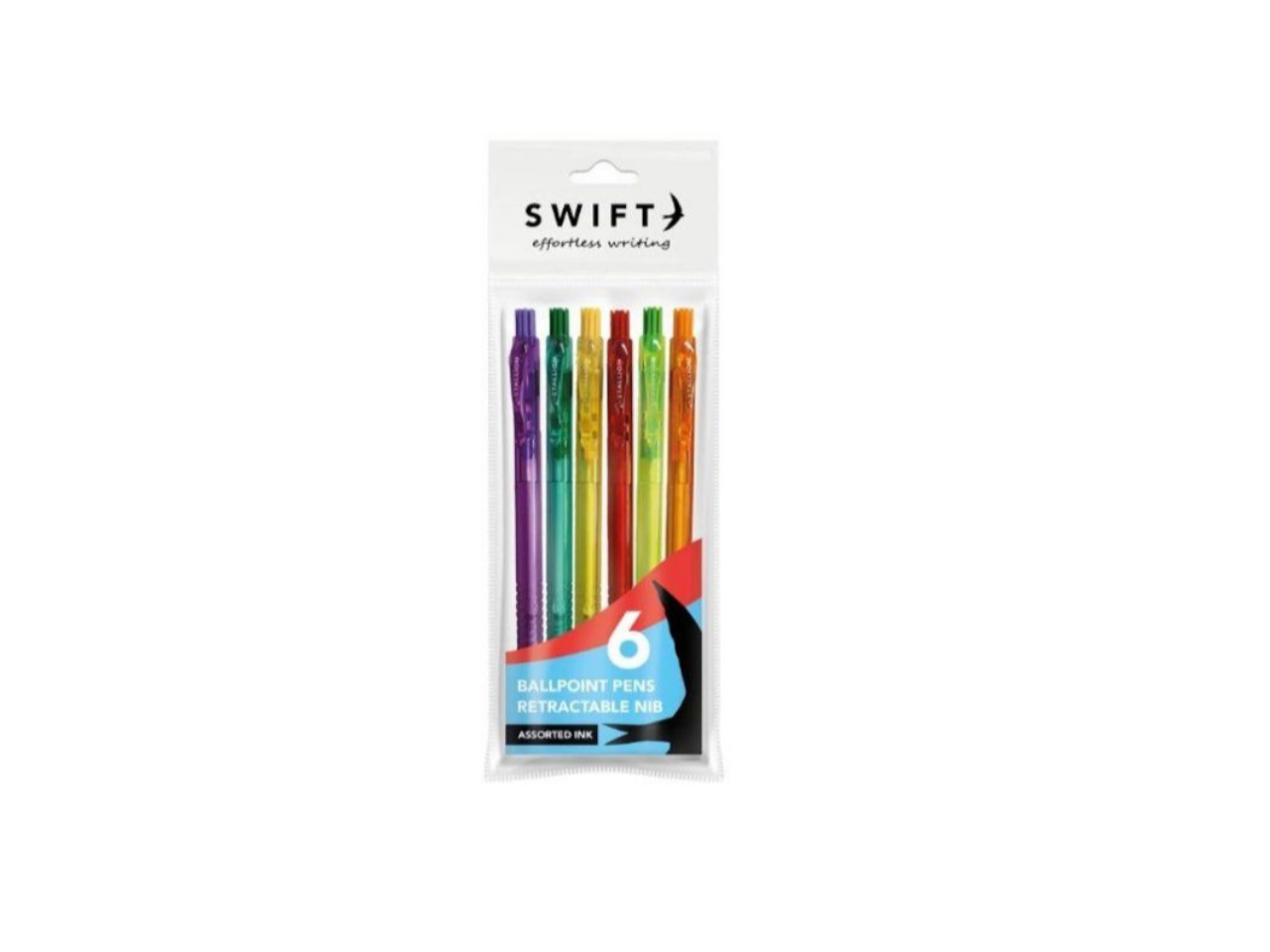 Colourful Retractable Ballpoint Pens |  6 Pcs