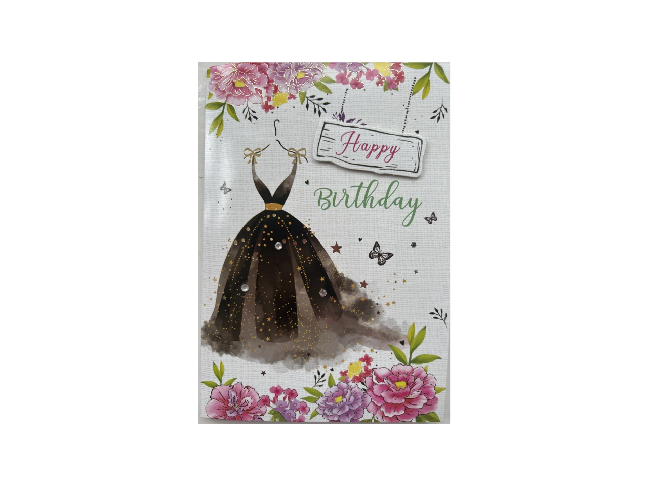 Happy Birthday Card Sparkle Black Dress