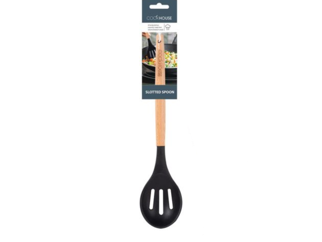 Silicone Slotted Spoon With Wood Handle