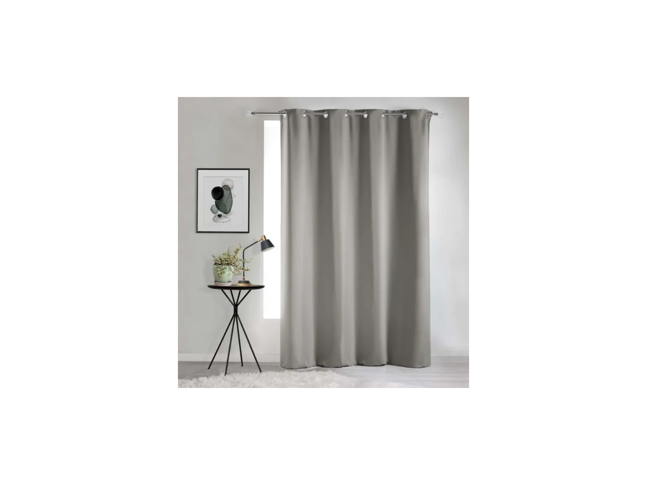 Blackout Curtain With 8 Eyelets  | Light Grey