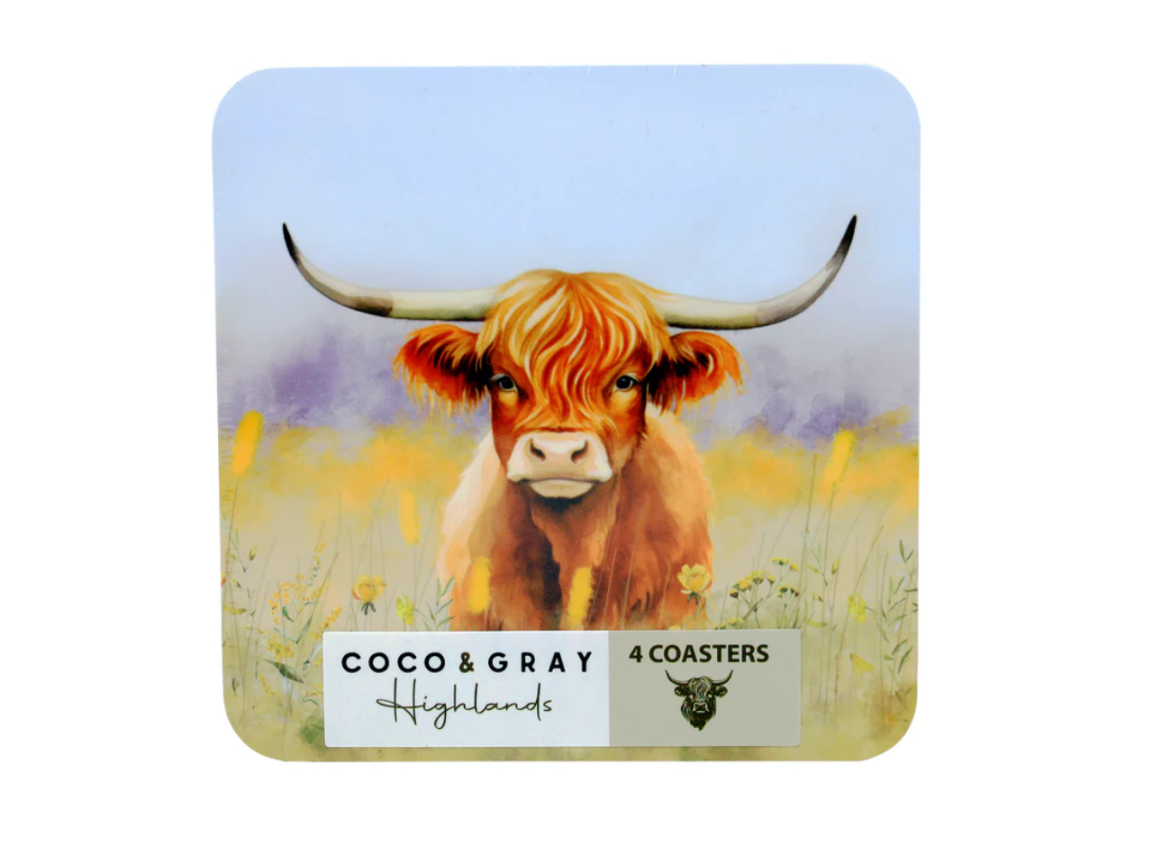 Highland Cow Design Coasters | 4Pcs