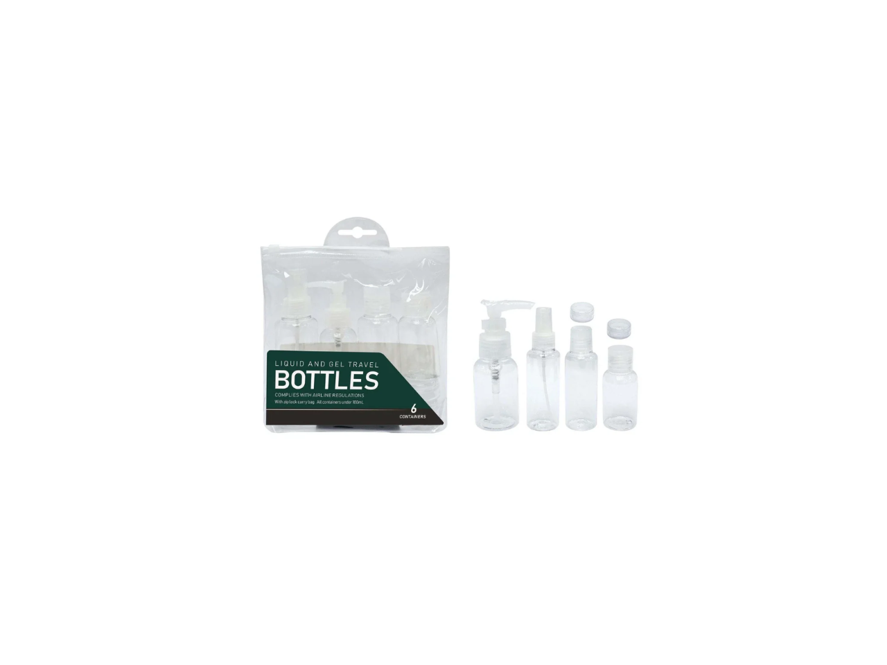 Liquid & Gel Travel Bottle Containers | 6 Pcs