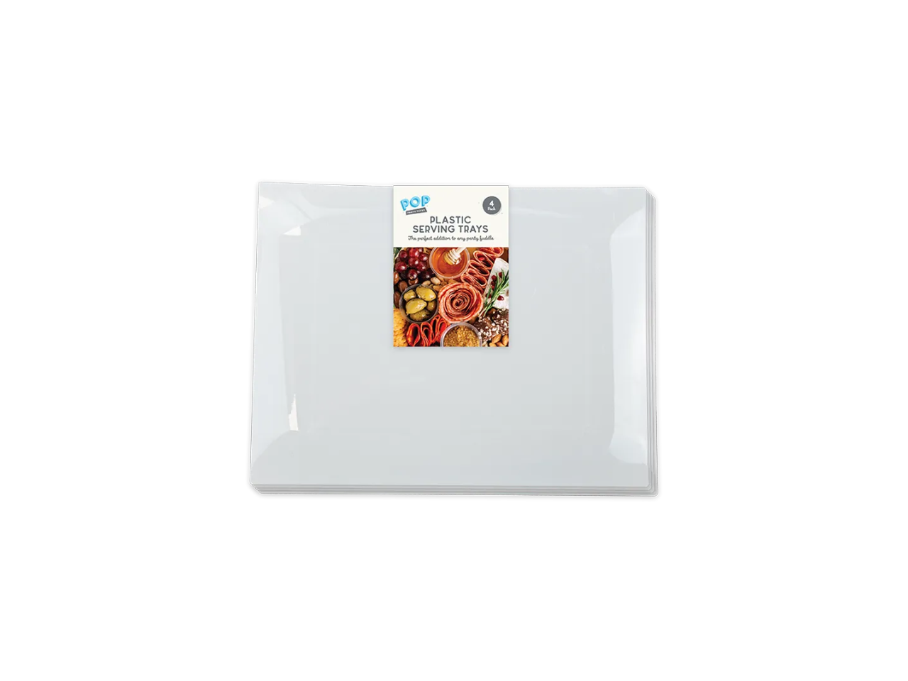 Reusable Plastic Serving Trays | 4 Pcs